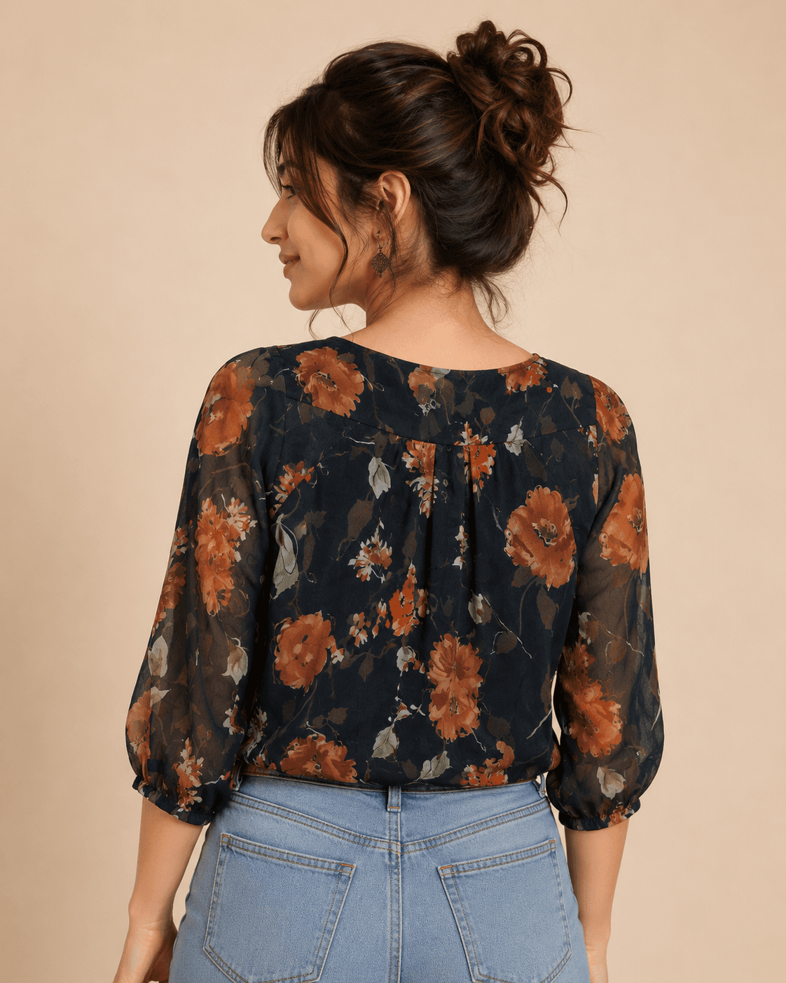 Floral Chiffon Button-Down Top