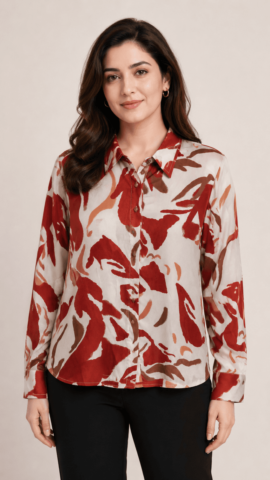 Abstract Graphic Print Button-Down Shirt