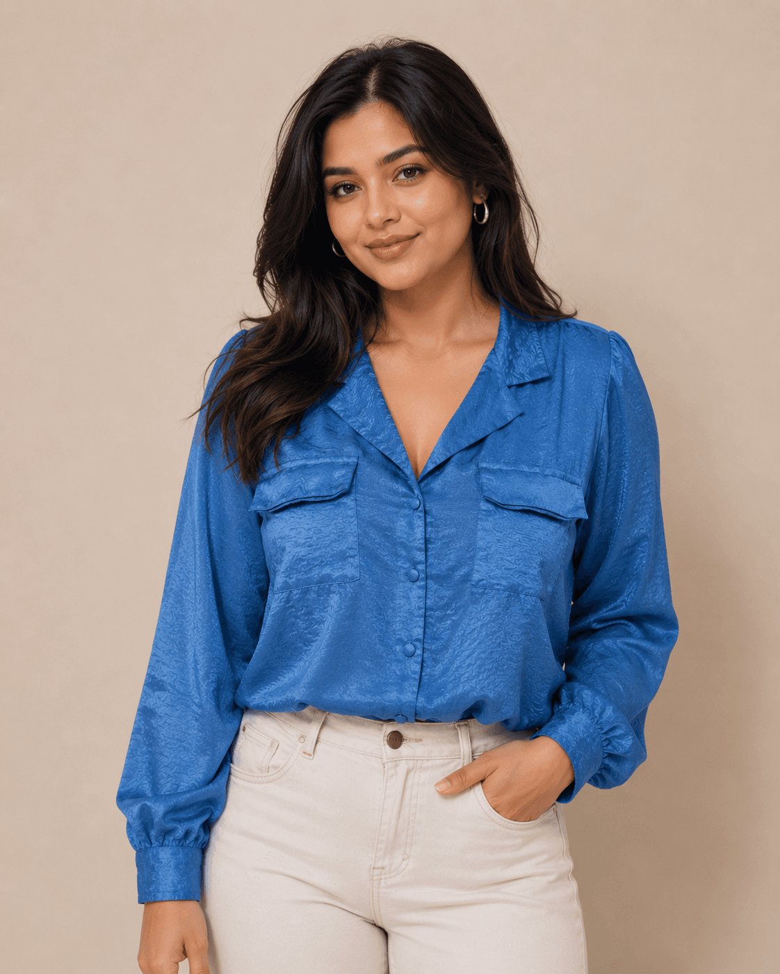 Blue Long Sleeve Button-Down Shirt